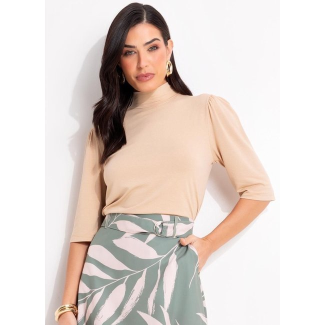 Blusa Em Malha De Viscose Bege Quintess
