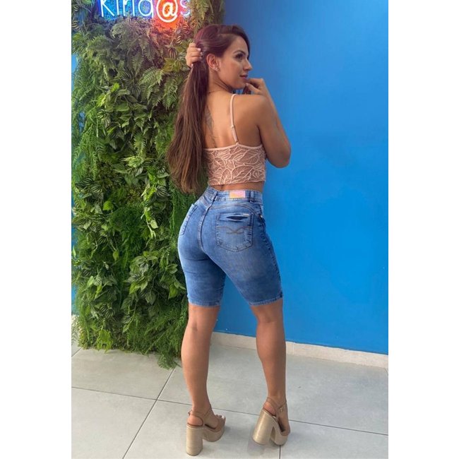 Bermuda Feminina Meia Coxa Marmorizada Levanta Bumbum Premium