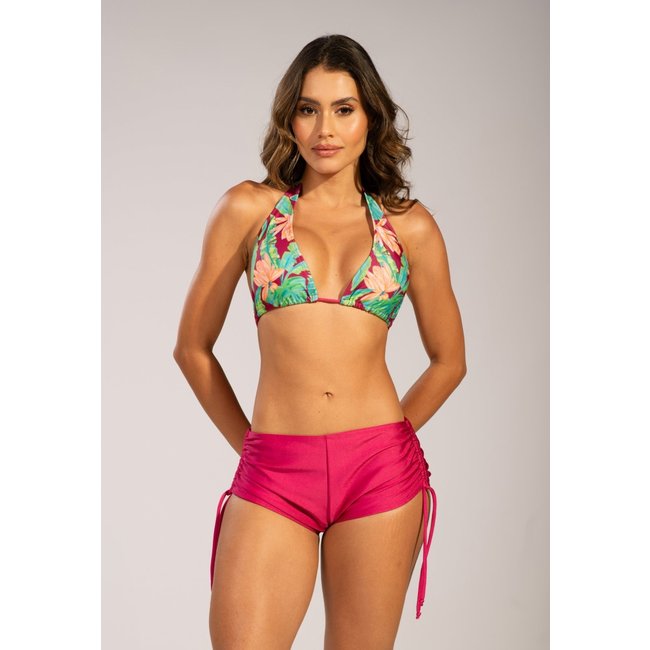 Biquíni Bella Fiore Modas Calcinha Larga Lisa Bionda Short Cortinão Sunquini Rosa