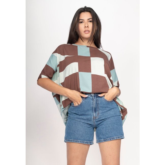 Blusa CabanaFree Ampla Malha Morcego Manga Curta Santa Rosa do Tocantins