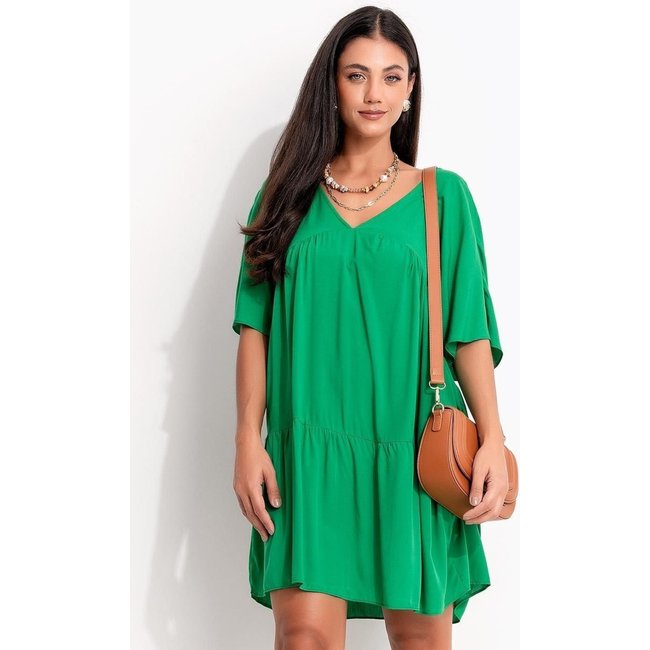 Vestido Camadas Em Viscose Verde Quintess