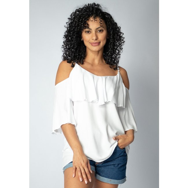 Blusa Regata Cacequi Babados Amazonia Vital Branca