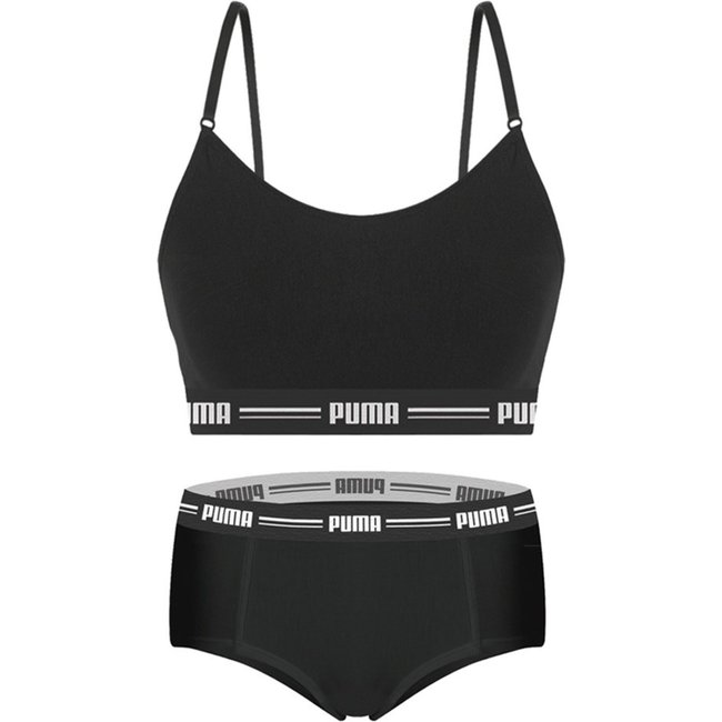 Kit Puma Top Modal Stretch + Calcinha Mini Boxer Feminino - Preto