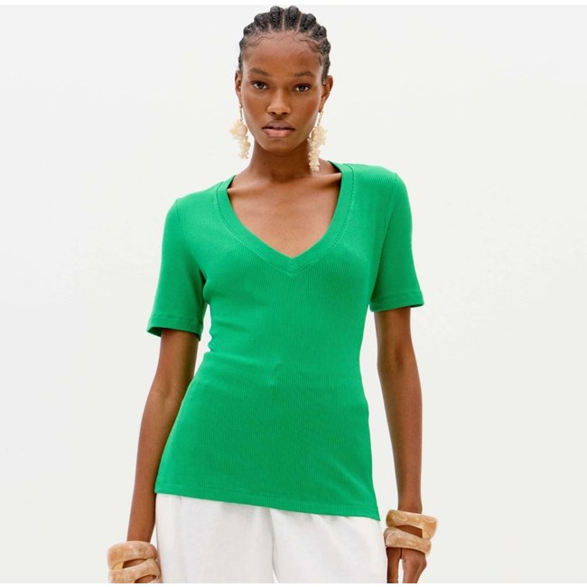 Blusa Lança Perfume Canelada Decote V Ve26 Verde Feminino