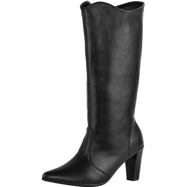 Bota Feminina Bico Fino Lumiss Cano Longo Salto Alto Fino Confortável Montaria Preto