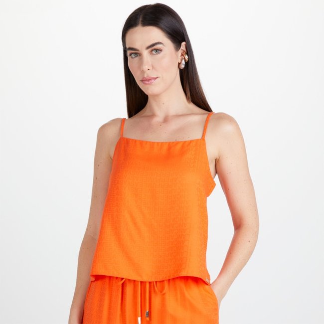 Blusa Easy Lança Perfume Alças Ve25 Laranja Lobster Feminino