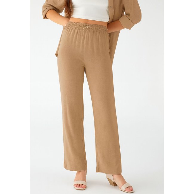 Calça Pantalona Levosch De Linho Nude