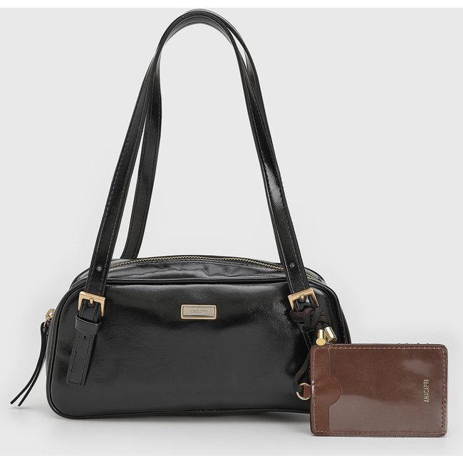 Bolsa Média Feminina Anacapri Porta-Cartões Preta