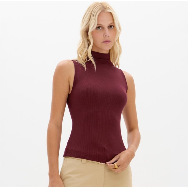 Blusa Lança Perfume Canelada Gola Alta Ou26 Bordô Feminino