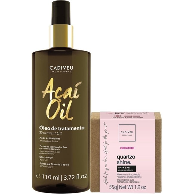 Kit Cadiveu Professional Essentials Quartzo Shine Máscara de Tratamento em Barra e Açaí Oil 110 (2 produtos)