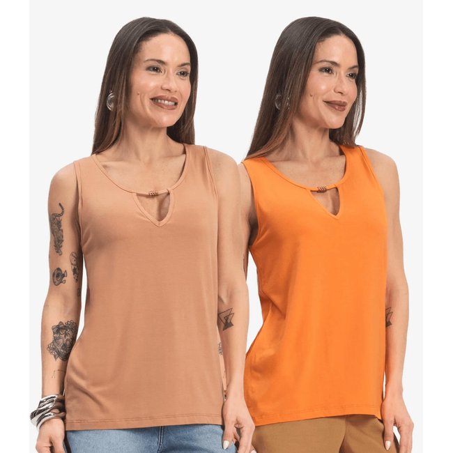 Kit 2 Blusas Femininas Lisas Infinita Cor Sortidas