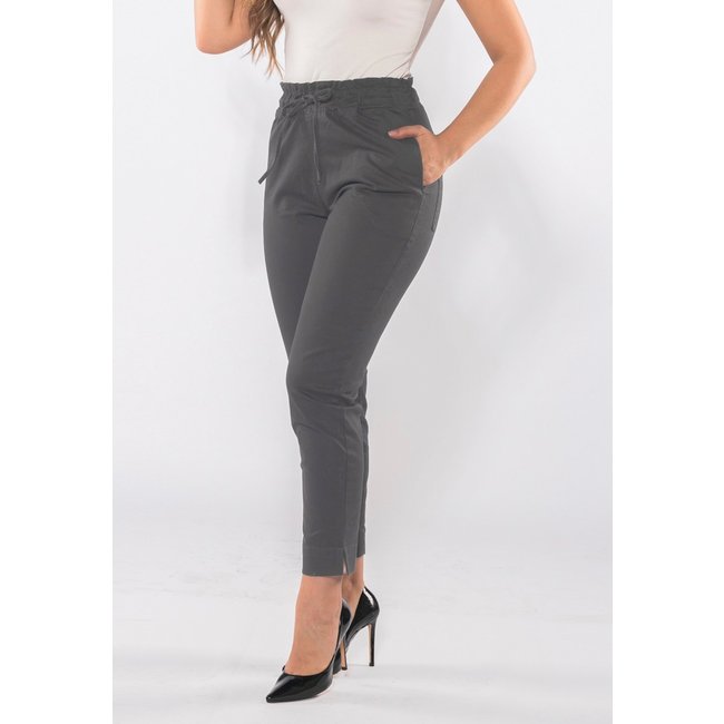Calça Sarja Skinny Cintura Alta Elástico 3821 Cinza