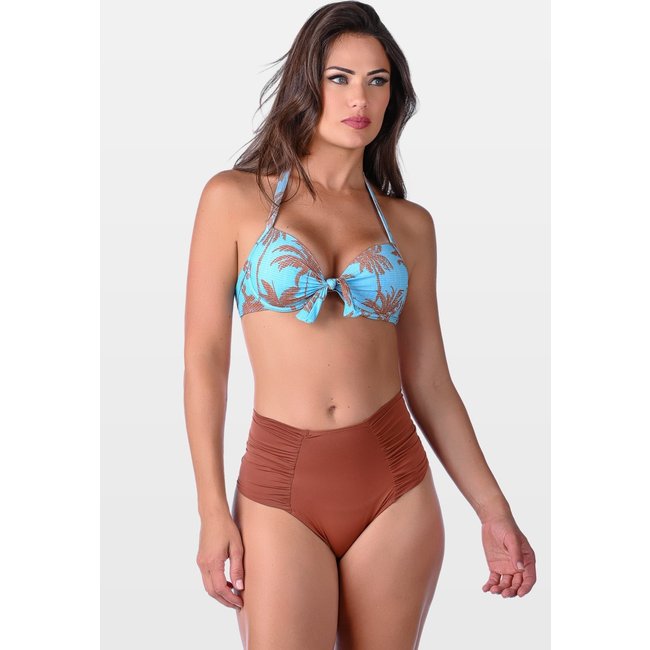 Biquíni Summer Soul Com Bojo Hot Pants Coqueiro Marrom
