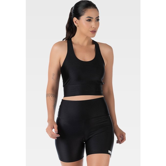 Conjunto Fitness Cirrê Short e Top Summer Soul Preto