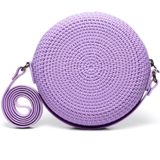 Bolsa Transversal Feminina Redonda Casual Pvc Lilas