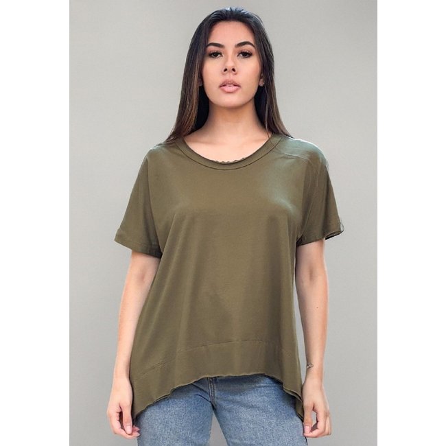 T-Shirt Ampla Malha Manga Curta Verde