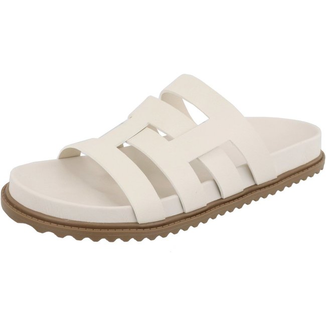 Papete Rasteira Tiras Basica Estilosa Comfort Slide Verão Agnes Veronez Off White