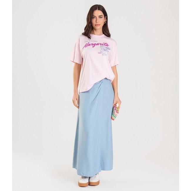 T-shirt Feminina Manga Curta Oversized Dianna Rosa