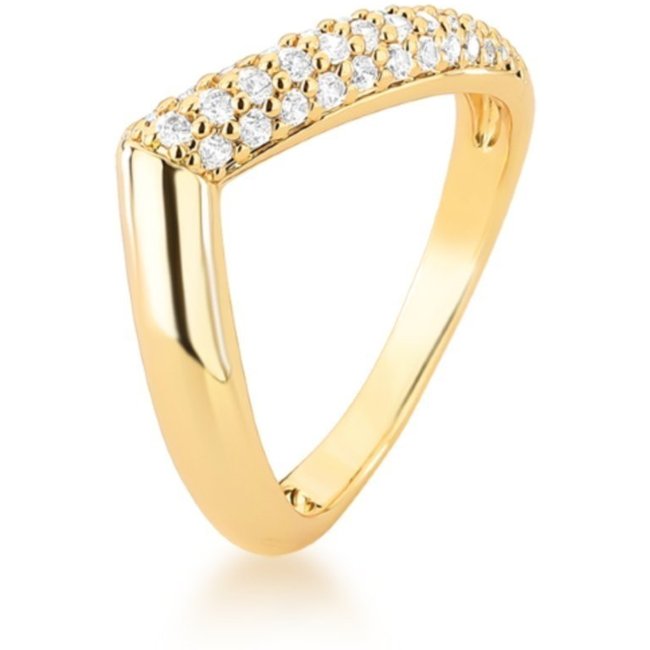 Infantil - Anel Liso V Cravejado Semijoia Banhada a Ouro 18K Ania Store