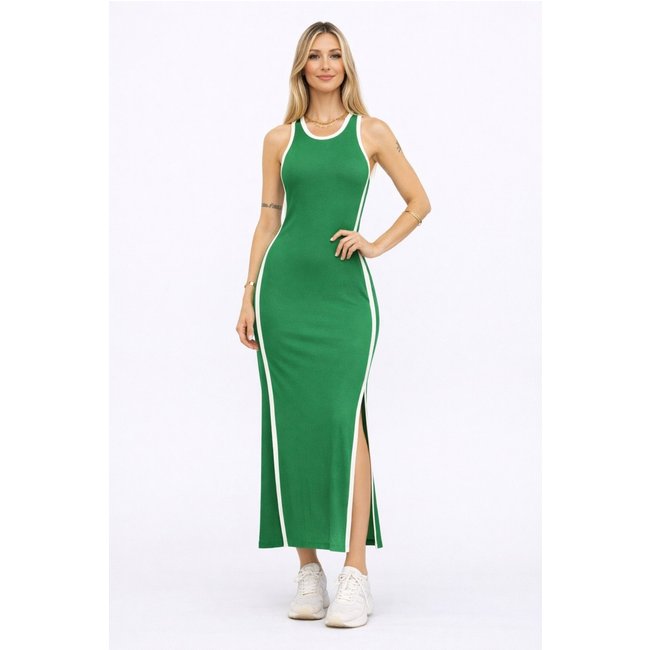 Vestido Midi D Bell Outlet Fashion Fenda Verde