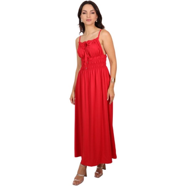Vestido Longo Busto Com Amarração - Vermelho