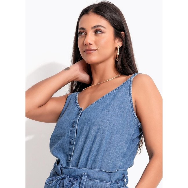 Blusa Em Jeans Quintess Jeans Médio