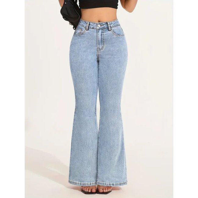 Calça Jeans Kovali Fashion Store Flare Azul Clara Um Toque Moderno e Elegante para Qualquer Ocasião