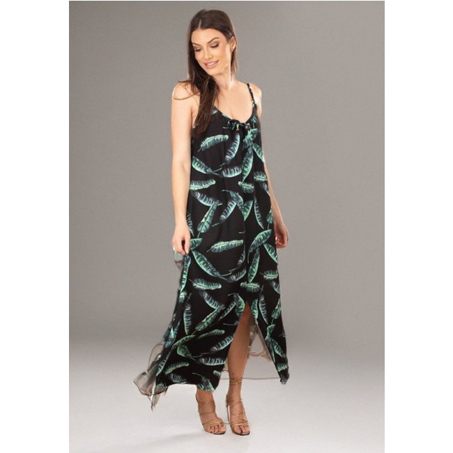 Vestido Longo Amazonia Vital Plano Estampa Jardim das Folhas