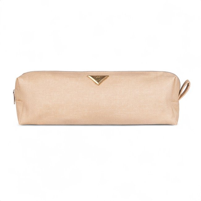 Bolsa Nécessaire Feminina Média Funcional Estilo Artesanal Bege