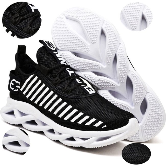 Tênis Easy Style Feminino Evoltenn Solado Trançado Moderno Preto Branco