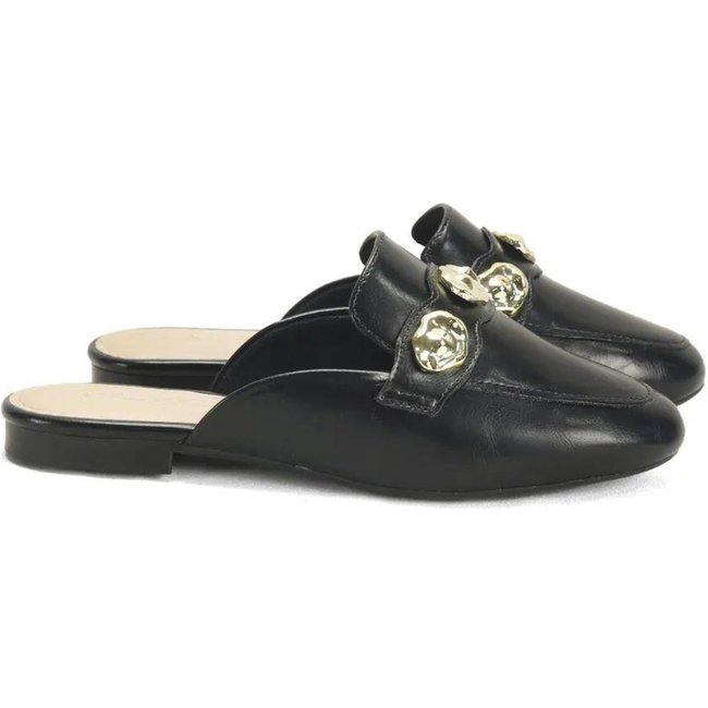 Mule com Peças Orgânicas Napa Madri Preto Ana Mello Conforto Incolor