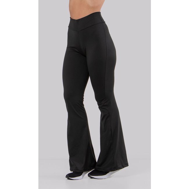 Calça Academia Flare Suplex Bailarina Boca de Sino 4 Estações Preto