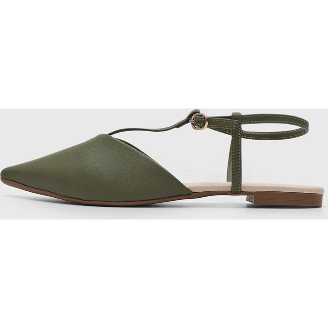 Sapatilha Feminina cê Bico Fino Verde Oliva