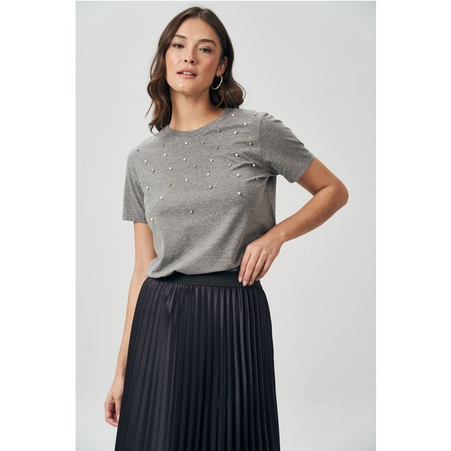 T-Shirt Aplicação Strass Feminina Acostamento