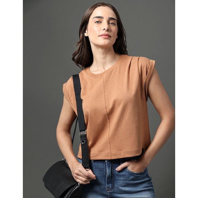 Blusa Feminina Pregas Ombro Calvin Klein Jeans - Havana Calvin Klein Jeans