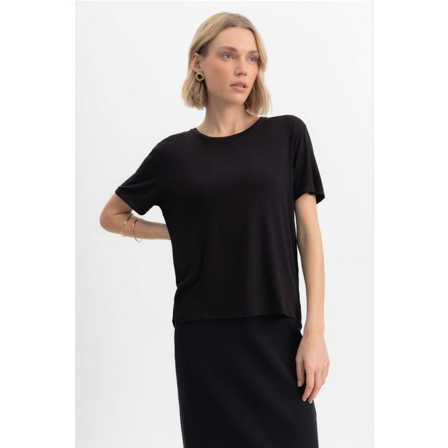 Blusa Feminina Em Malha Viscose Essendi Preto Preto