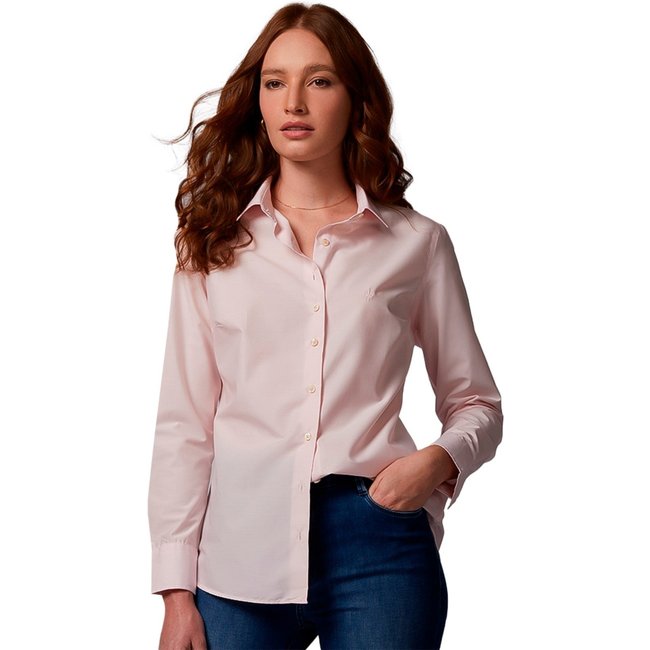 Camisa Dudalina Tricoline Regular Ou24 Rosa Claro Feminino