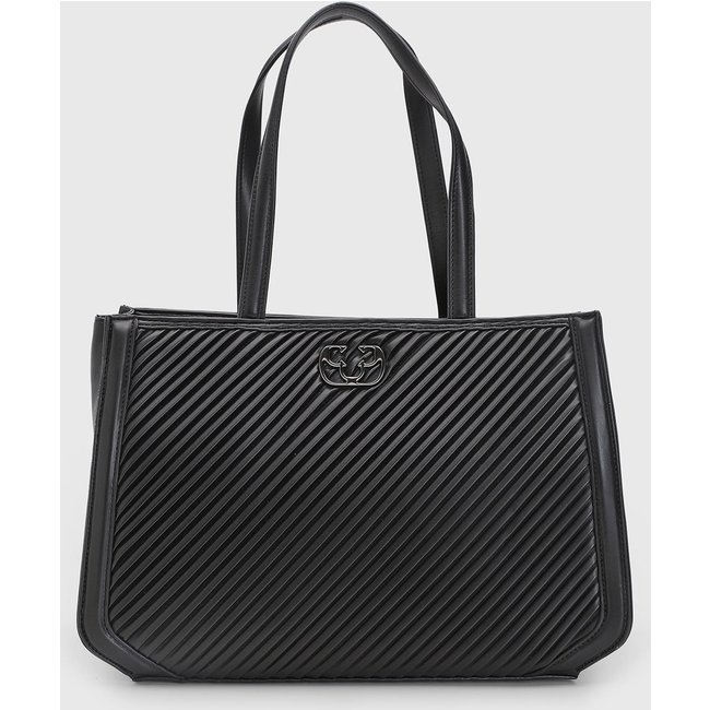 Bolsa Feminina Capodarte Grande Logo Metalizado Preta