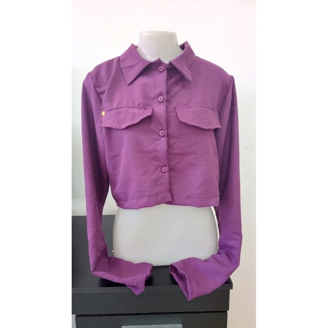 Cropped Manga Longa Sawary Fashion Bolsos Beauty VINHO