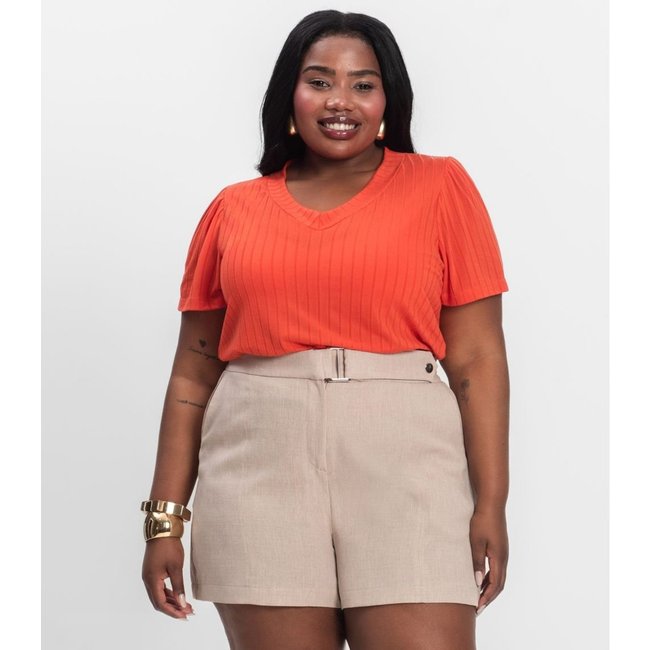 Blusa Canelada Plus Infinita Cor Vermelho