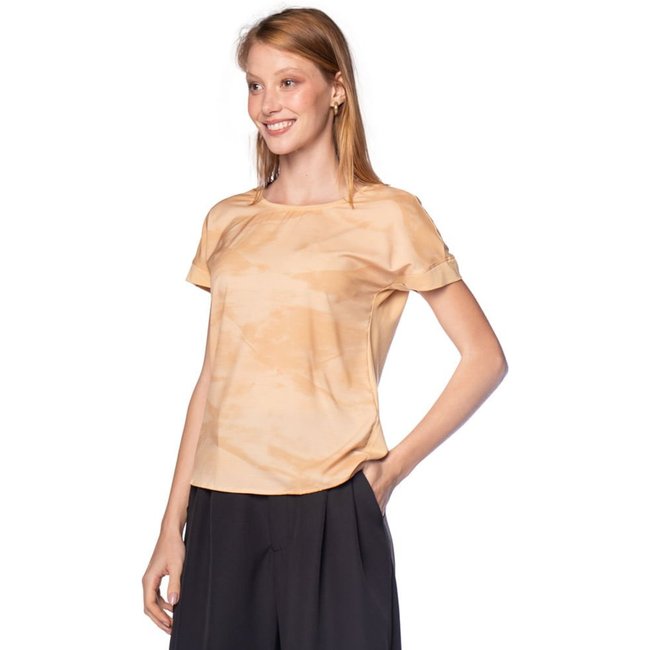 Blusa Feminina Cativa Estampada Bege Escuro
