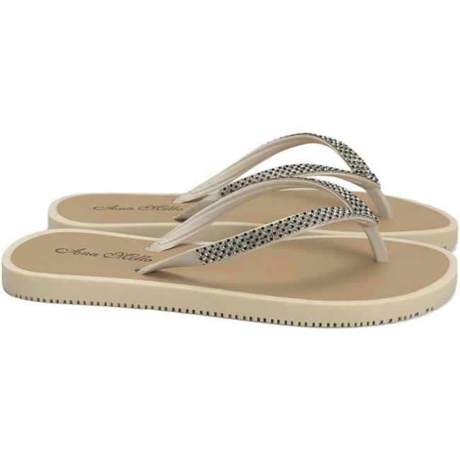 Chinelo de borracha com strass off white Incolor