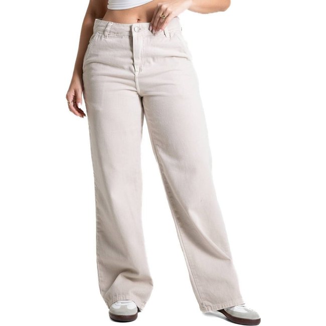 Calça Sarja Sawary Wide Leg Petit - 281366 - Bege - Sawary