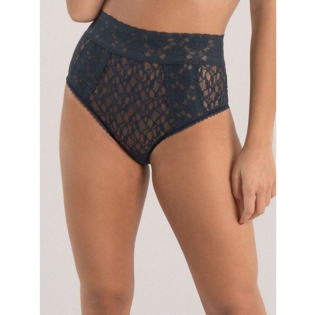 Calcinha Cintura Alta Renda Sweet Lace Marinho Azul