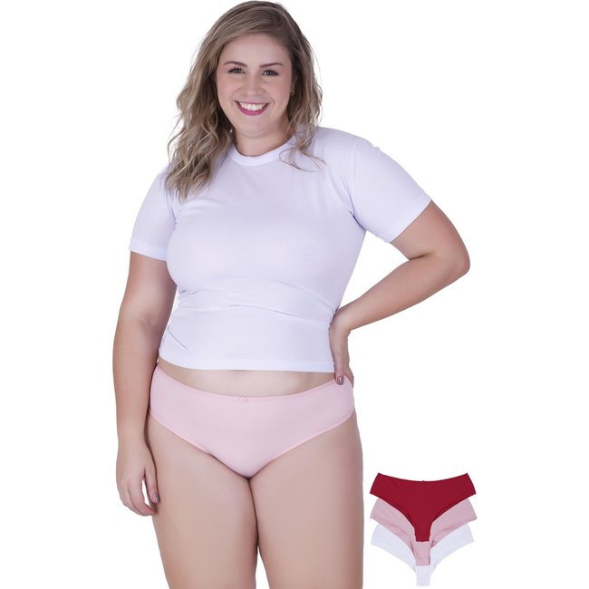 Kit 3 Calcinhas Casual Plus Size Microfibra Concept Lingerie Multicolorido