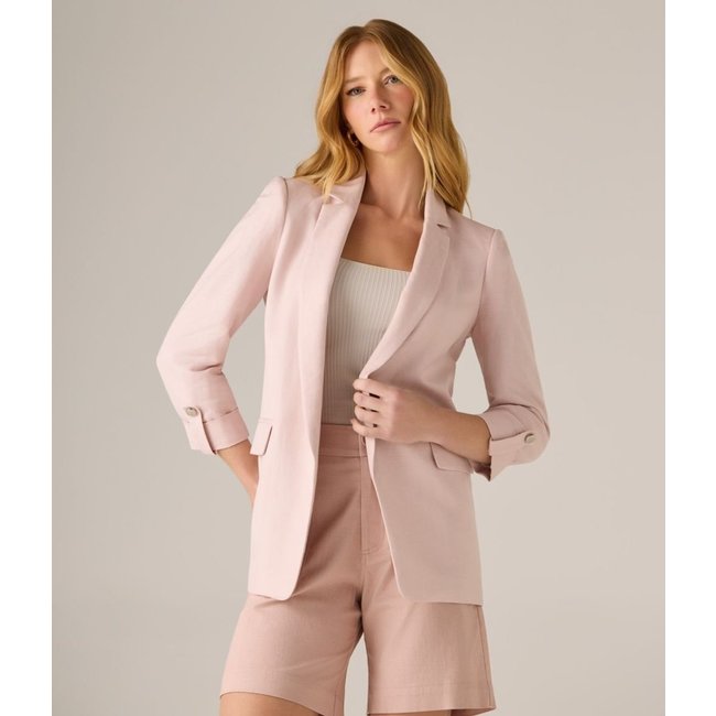 Blazer Mekenji Manga Sete Oitavos Botoes Na Manga Feminino Nude