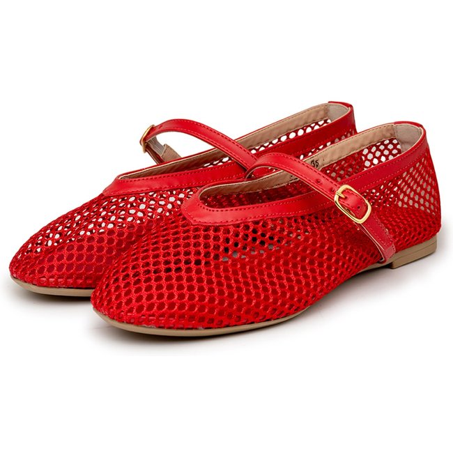 Sapatilha De Tela Feminina Tendência Bico Redondo 5400 Vermelha Hannah Footwear