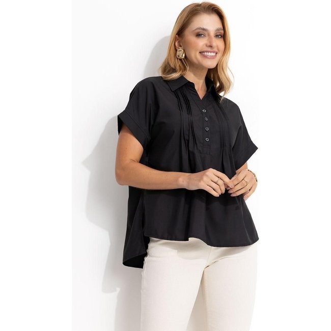 Blusa Preta Em Poliéster Quintess