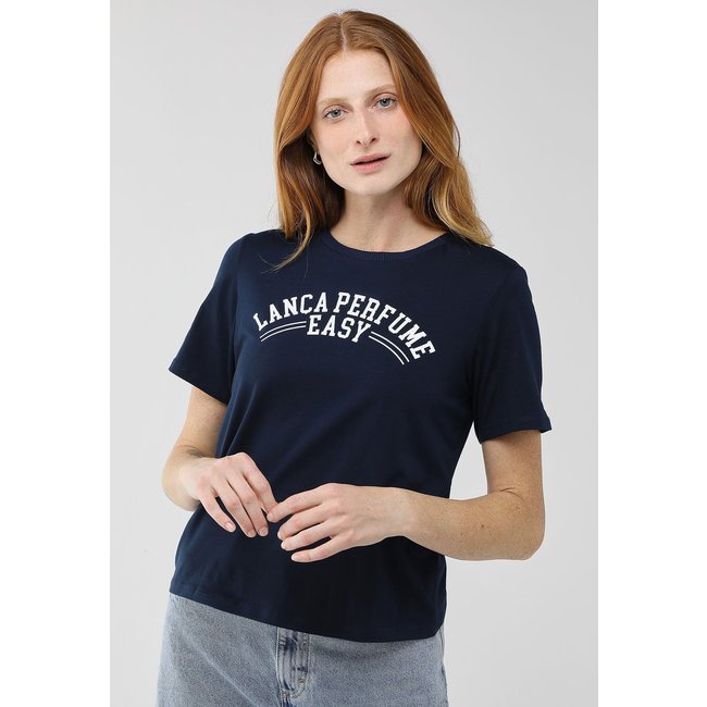 Camiseta Feminina Lança Perfume Estampa Easy Azul Marinho