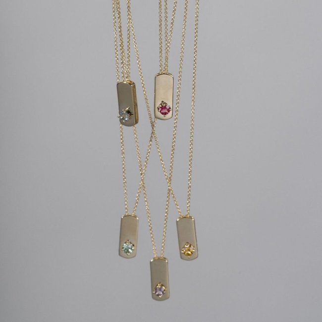 Infantil - Colar com Pingente Placa Cristal Rubi Semijoia Banhado a Ouro 18K Ania Store